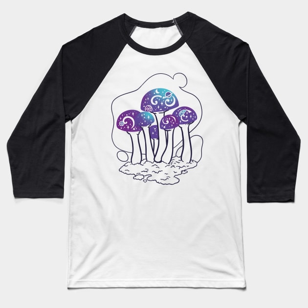 Galactic Fungi Baseball T-Shirt by polliadesign
